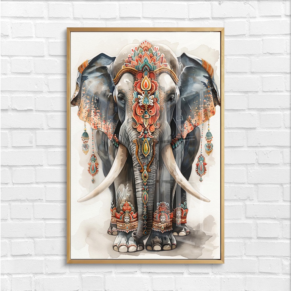 Decorative Boho Elephant Watercolor Style Art - Image 4
