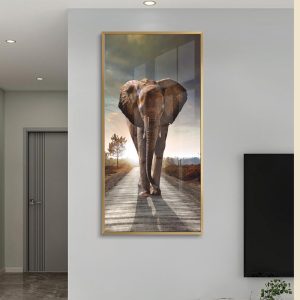 African Elephant Sunrise Landscape Wall Painting