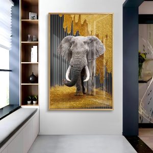 Modern Abstract Gold Leaf Elephant Frame