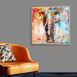 Colorful Abstract Splatter Elephant Wall Art