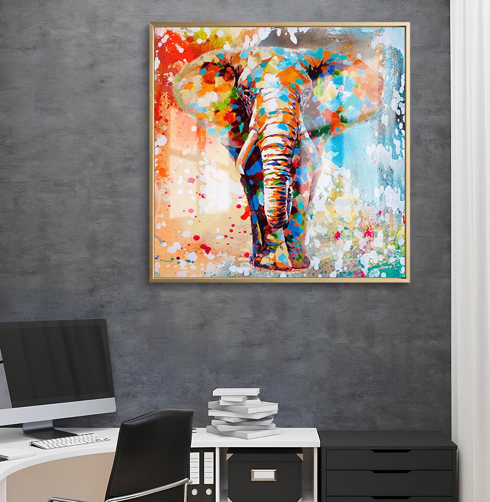 Colorful Abstract Splatter Elephant Wall Art - Image 2