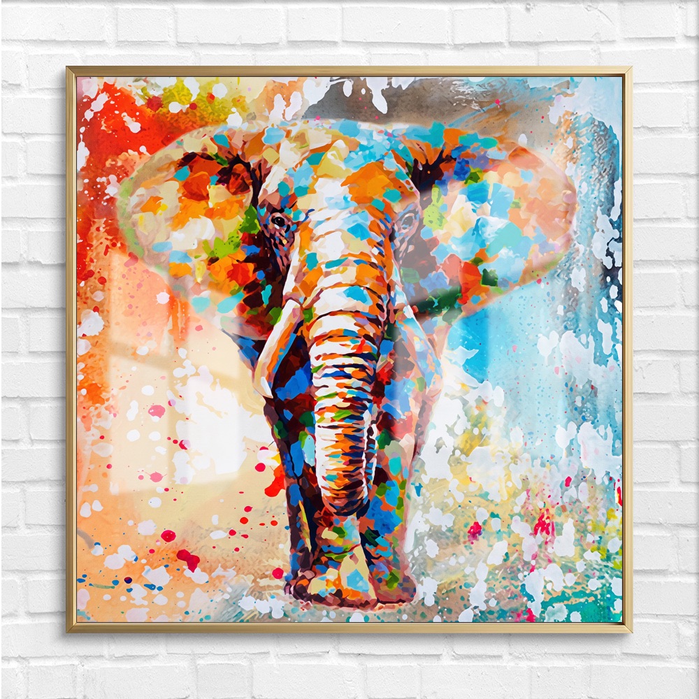 Colorful Abstract Splatter Elephant Wall Art - Image 4