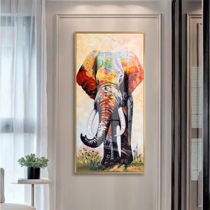 Vibrant Textured Abstract Elephant Painting