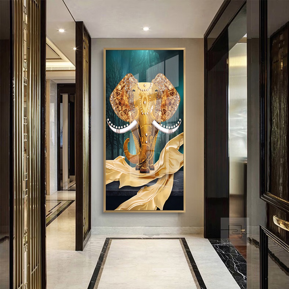 Majestic Golden Jeweled Elephant Wall Art