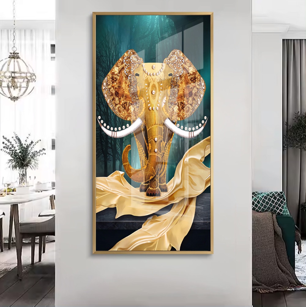 Majestic Golden Jeweled Elephant Wall Art - Image 2