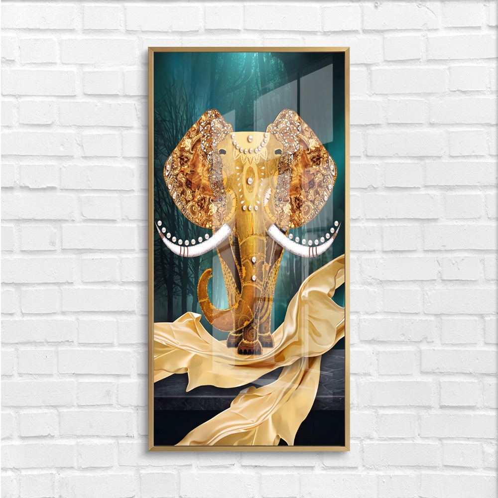 Majestic Golden Jeweled Elephant Wall Art - Image 4