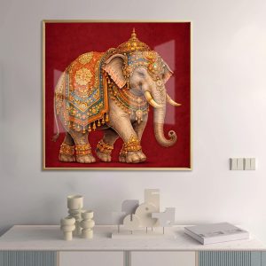 Royal Decorated Elephant in Red Wall Art