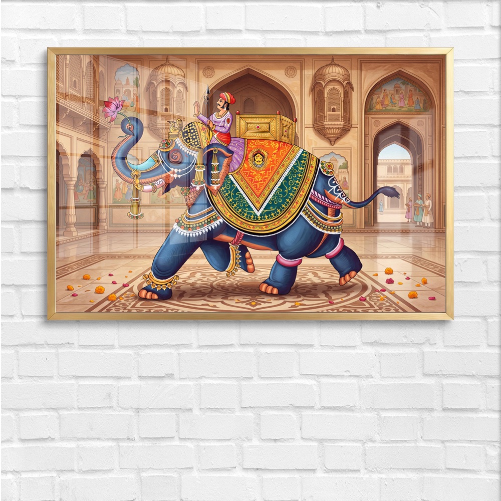 Traditional Indian Royal Elephant Canvas Painting - Image 4
