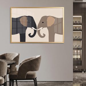 Minimalist Neutral Tone Elephant Couple Wall Art