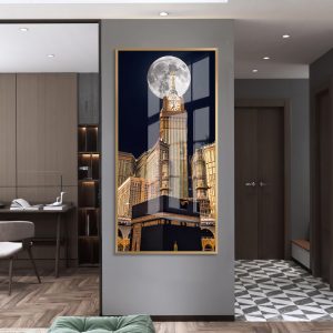 Kaaba Makkah Clock Tower Moon Painting