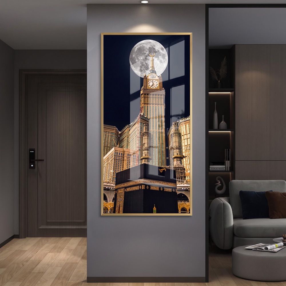 Kaaba Makkah Clock Tower Moon Painting - Image 2