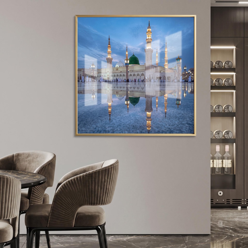 Madinah Mosque Reflection Square Wall Art - Image 2