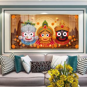Jagannath Trinity Faces Glass Wall Painting