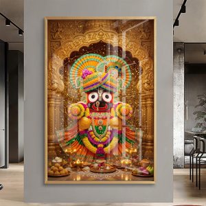 Ornate Lord Jagannath Golden Shrine Wall Art