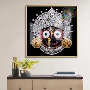Diamond Jeweled Lord Jagannath Face Wall Painting