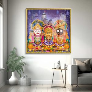 Jagannath Trinity Temple Bells Glass Wall Art