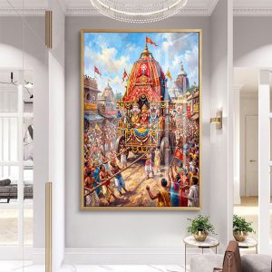 Jagannath Rath Yatra Chariot Glass Wall Painting