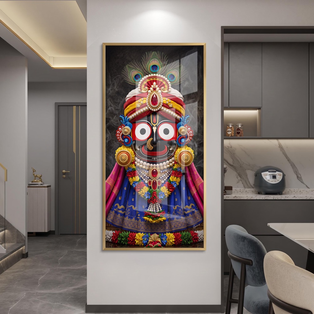 Majestic Lord Jagannath Jeweled Face Wall Art