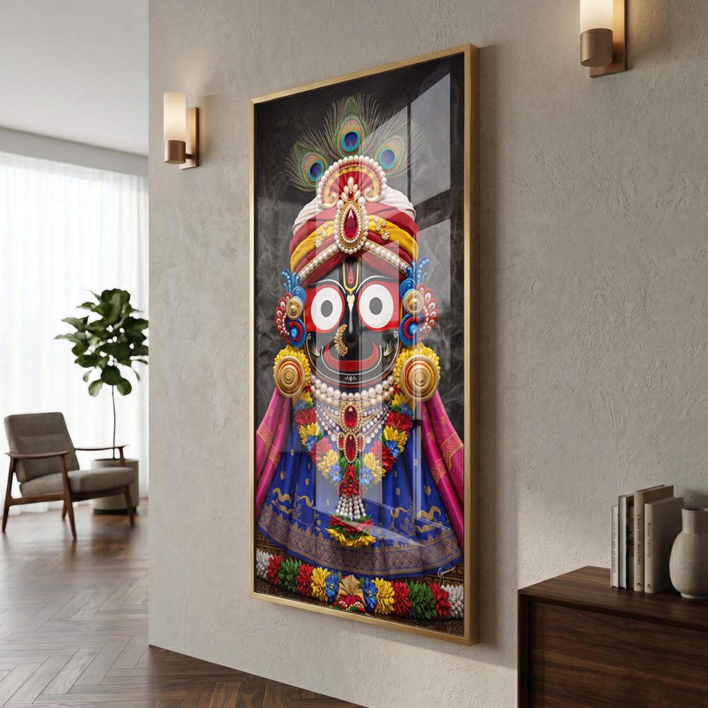 Majestic Lord Jagannath Jeweled Face Wall Art - Image 3