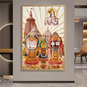 Lord Krishna With Jagannath Trinity Glass Art