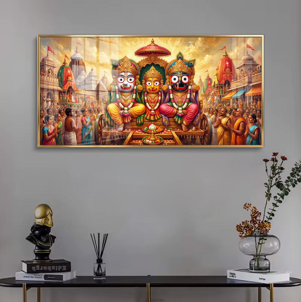 Jagannath Balabhadra Subhadra Rath Yatra Glass Art - Image 2