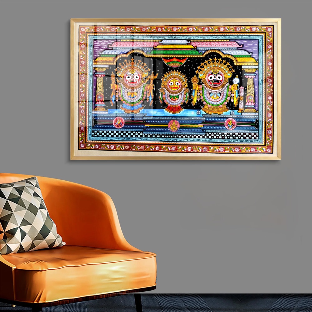 Traditional Pattachitra Style Jagannath Trinity Wall Painting