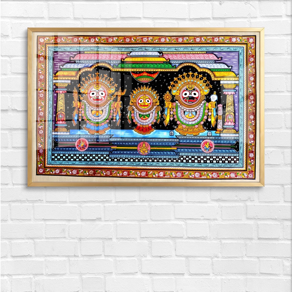 Traditional Pattachitra Style Jagannath Trinity Wall Painting - Image 4