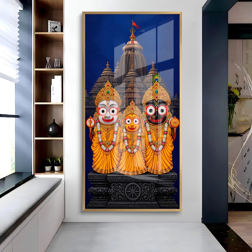 Lord Jagannath Trinity Puri Temple Glass Painting - Image 2