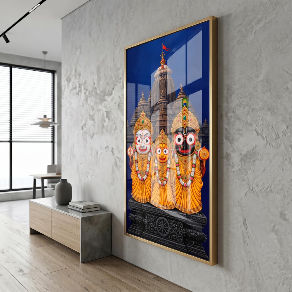 Lord Jagannath Trinity Puri Temple Glass Painting - Image 3