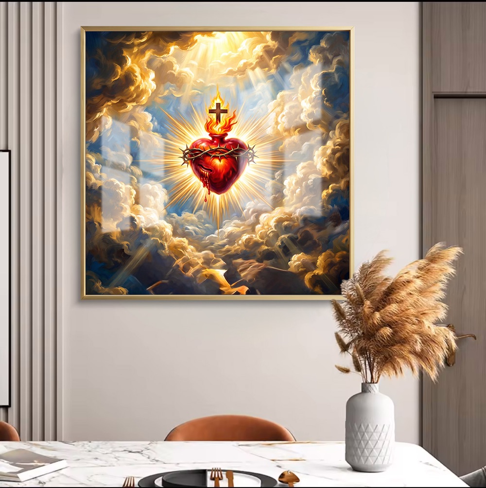 Sacred Heart in Heavenly Clouds Artwork