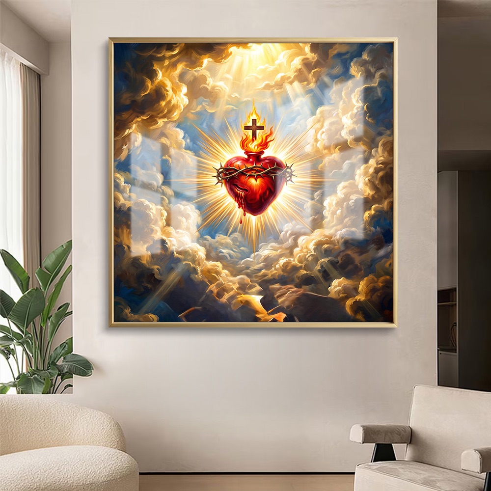 Sacred Heart in Heavenly Clouds Artwork - Image 2
