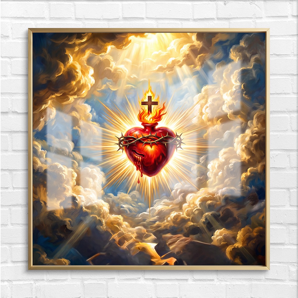 Sacred Heart in Heavenly Clouds Artwork - Image 4