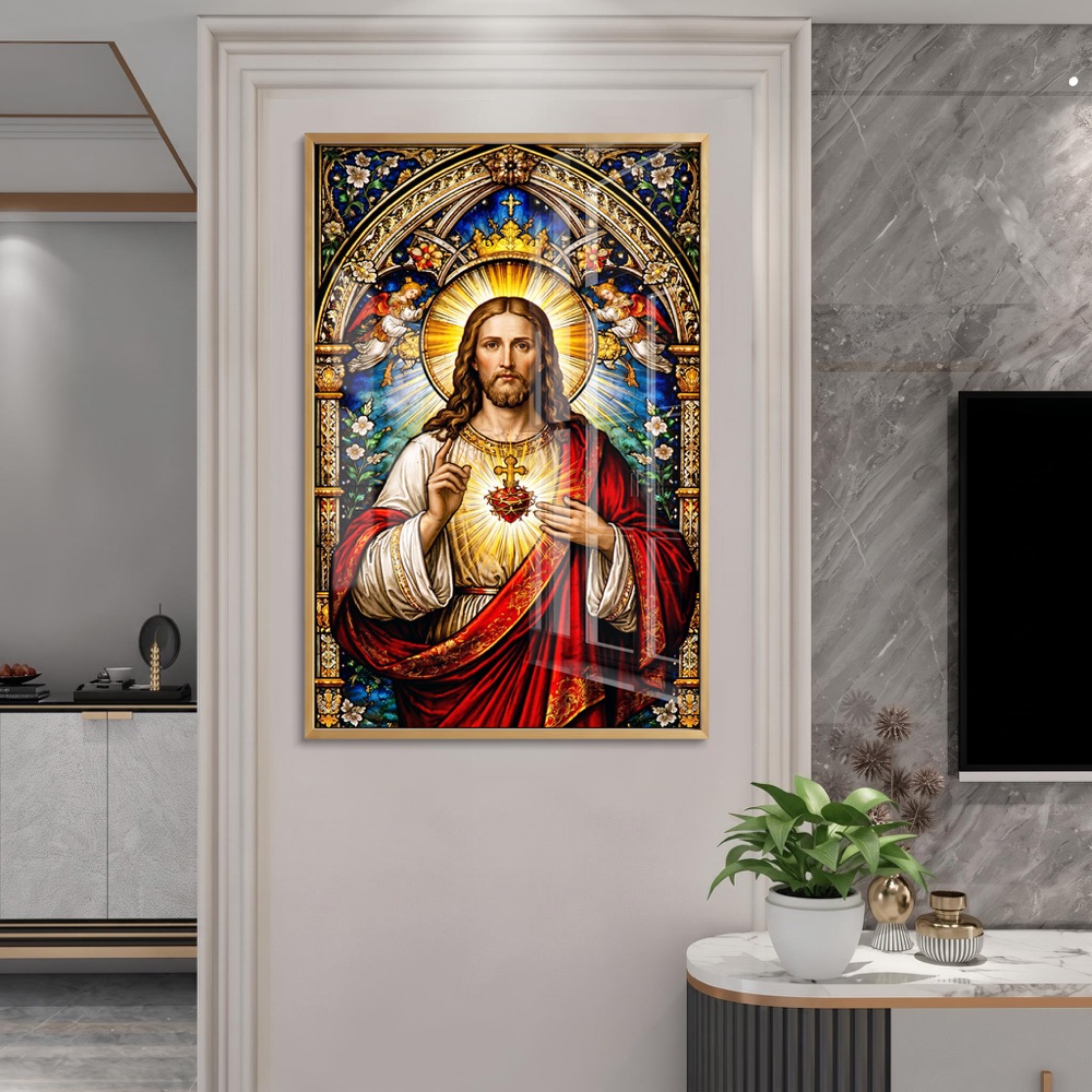 Stained Glass Sacred Heart Jesus Art