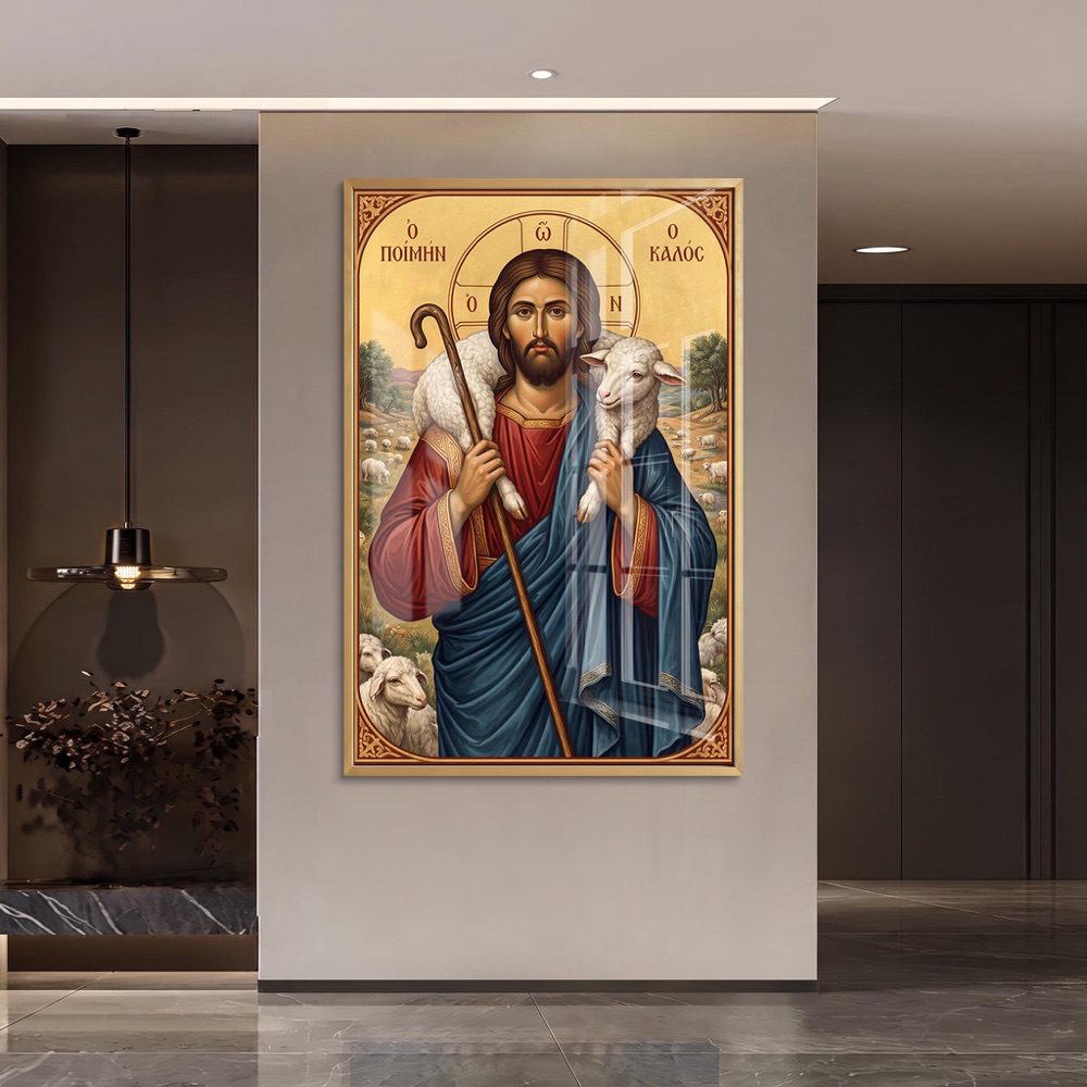 Byzantine Good Shepherd Jesus Icon Art