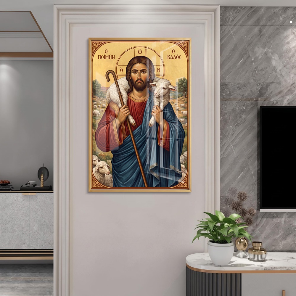 Byzantine Good Shepherd Jesus Icon Art - Image 2