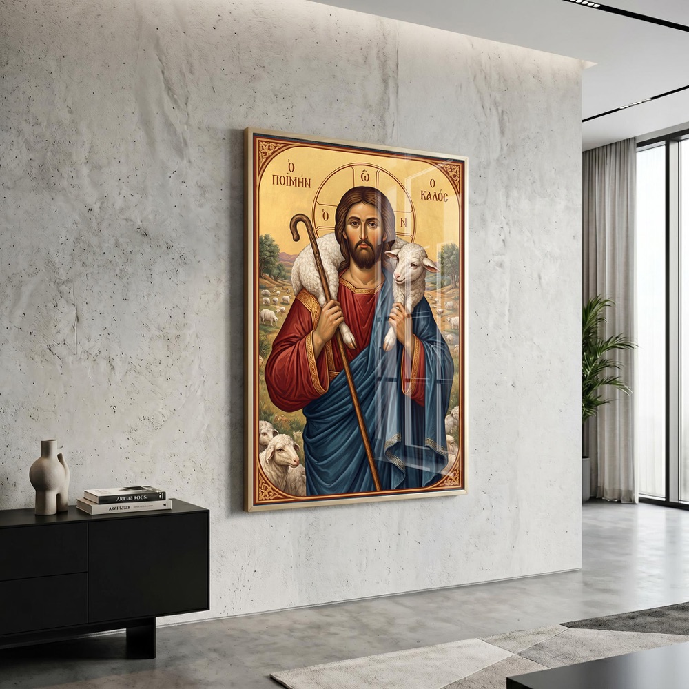 Byzantine Good Shepherd Jesus Icon Art - Image 3