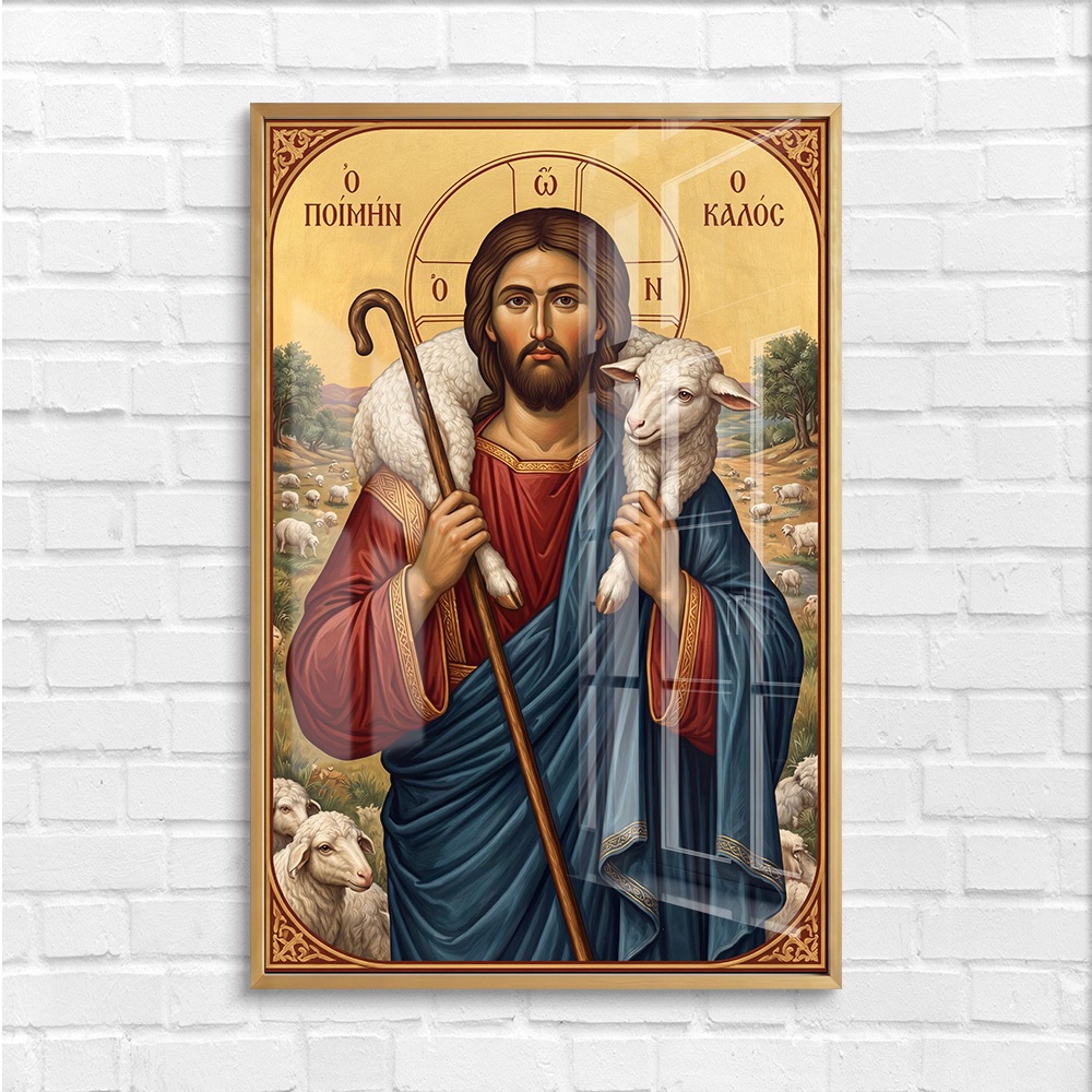 Byzantine Good Shepherd Jesus Icon Art - Image 4