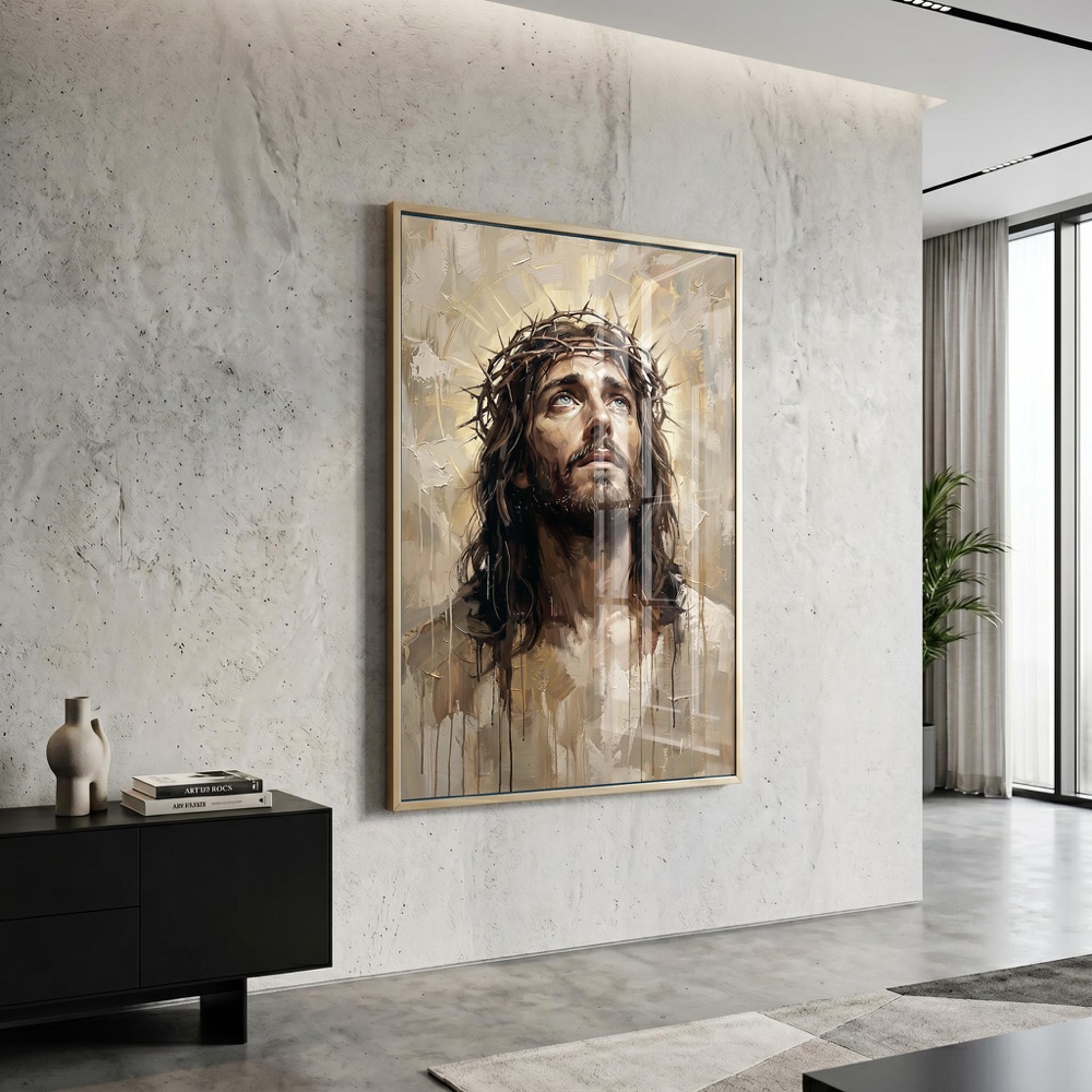 Jesus Crown of Thorns Portrait Painting - Image 3