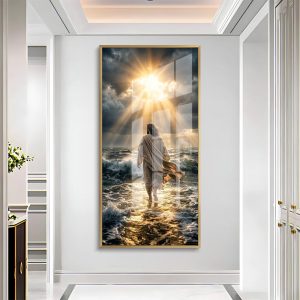 Jesus Walking on Water Glass Art
