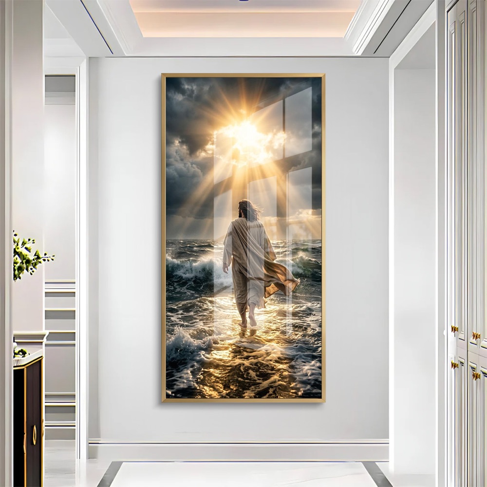 Jesus Walking on Water Glass Art