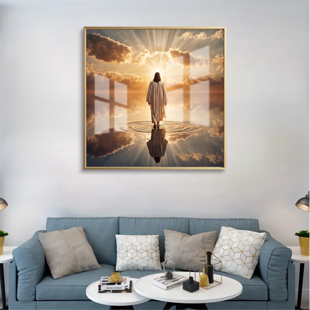 Golden Sunset Jesus Reflection Wall Art