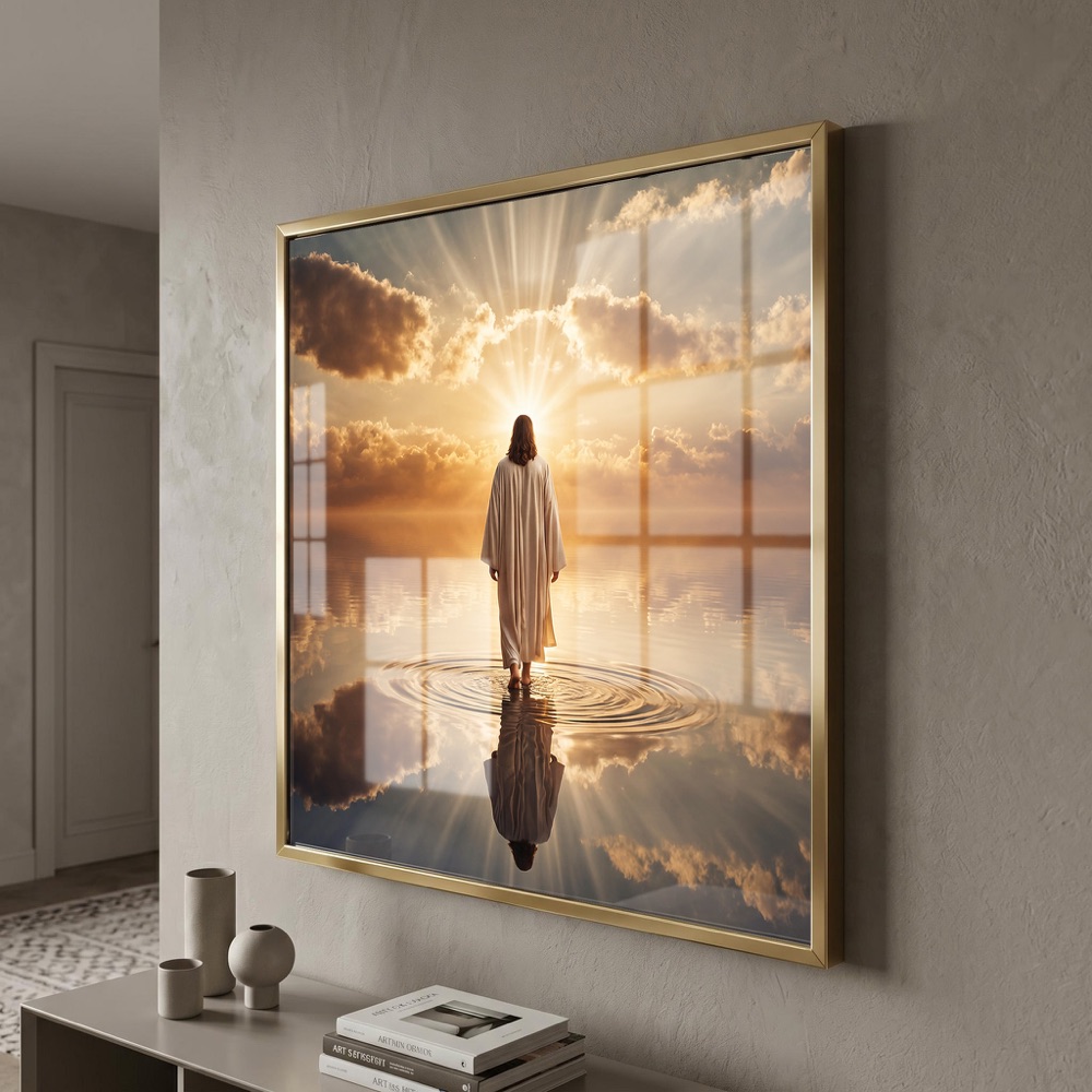 Golden Sunset Jesus Reflection Wall Art - Image 3