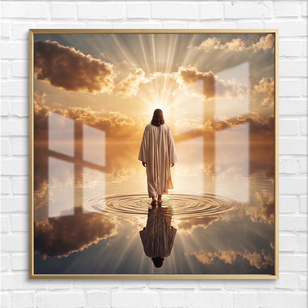 Golden Sunset Jesus Reflection Wall Art - Image 4