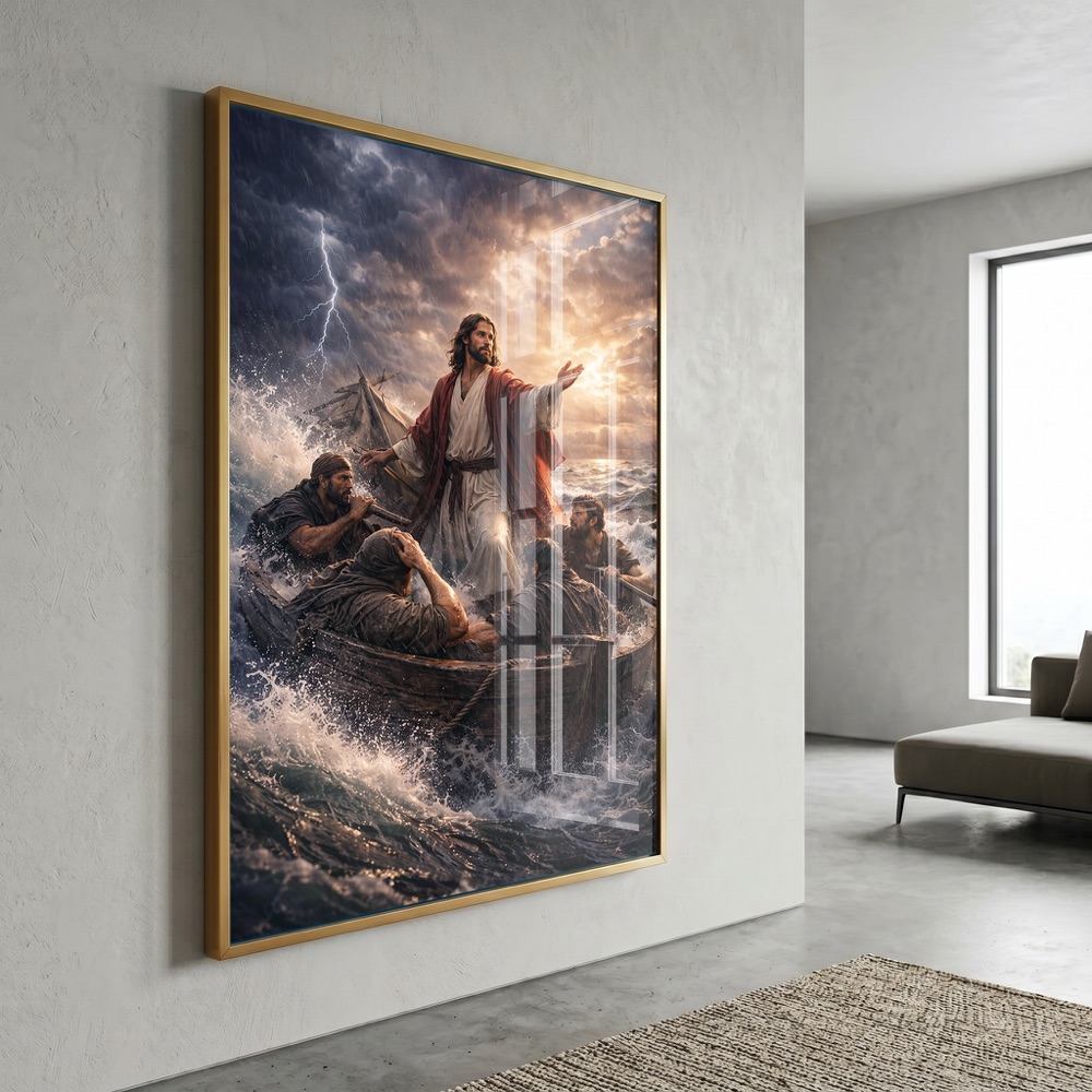 Jesus Stilling the Sea Glass Wall Art - Image 3