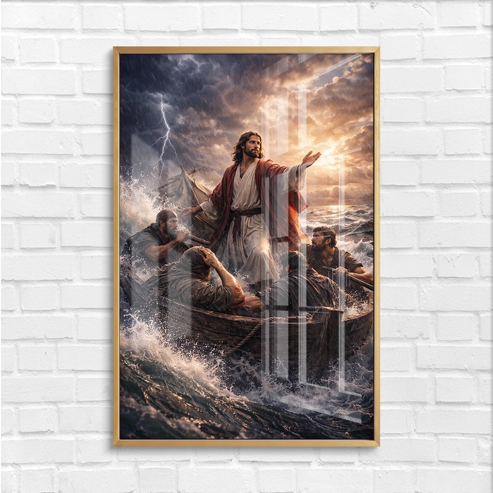 Jesus Stilling the Sea Glass Wall Art - Image 4
