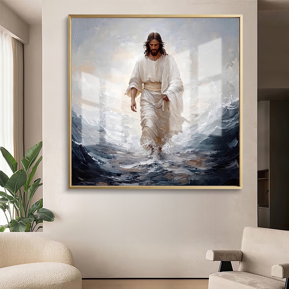 Impasto Jesus Walking on Water Painting - Image 2