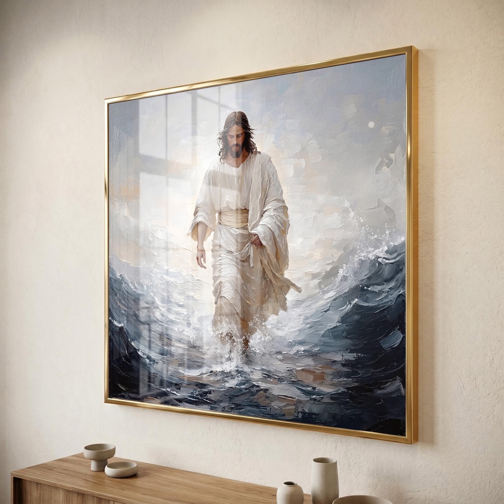 Impasto Jesus Walking on Water Painting - Image 3