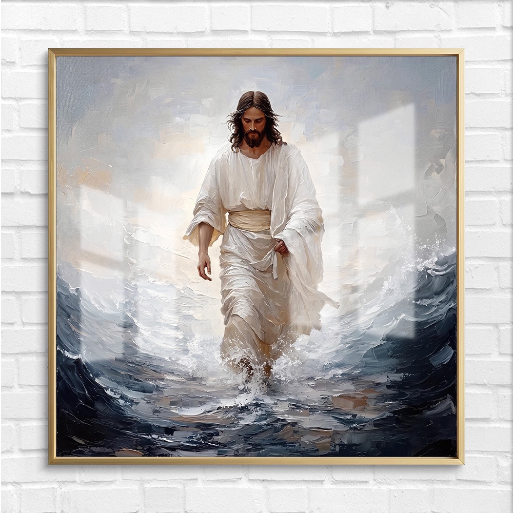Impasto Jesus Walking on Water Painting - Image 4