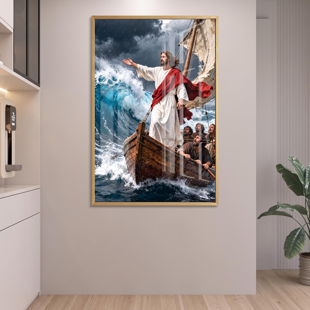 Jesus Calming Storms Wall Painting - Image 2