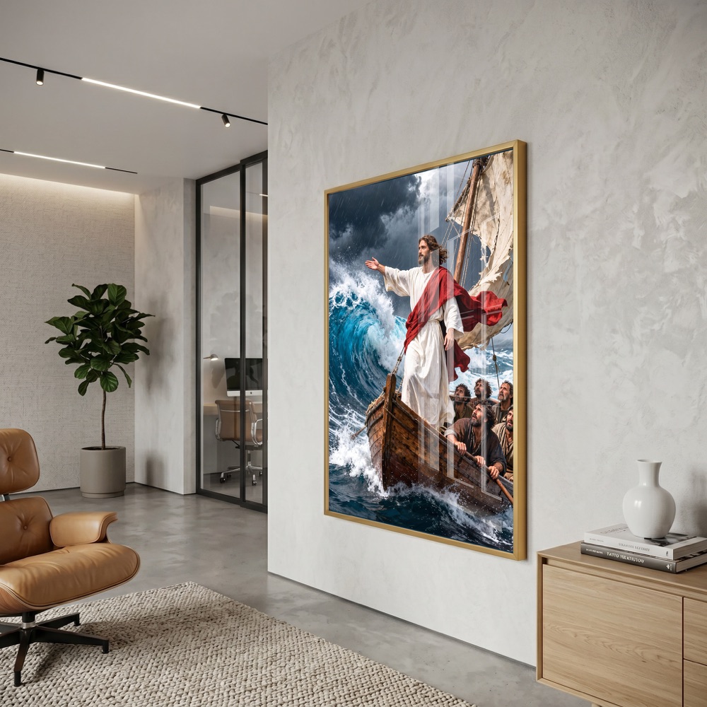 Jesus Calming Storms Wall Painting - Image 3